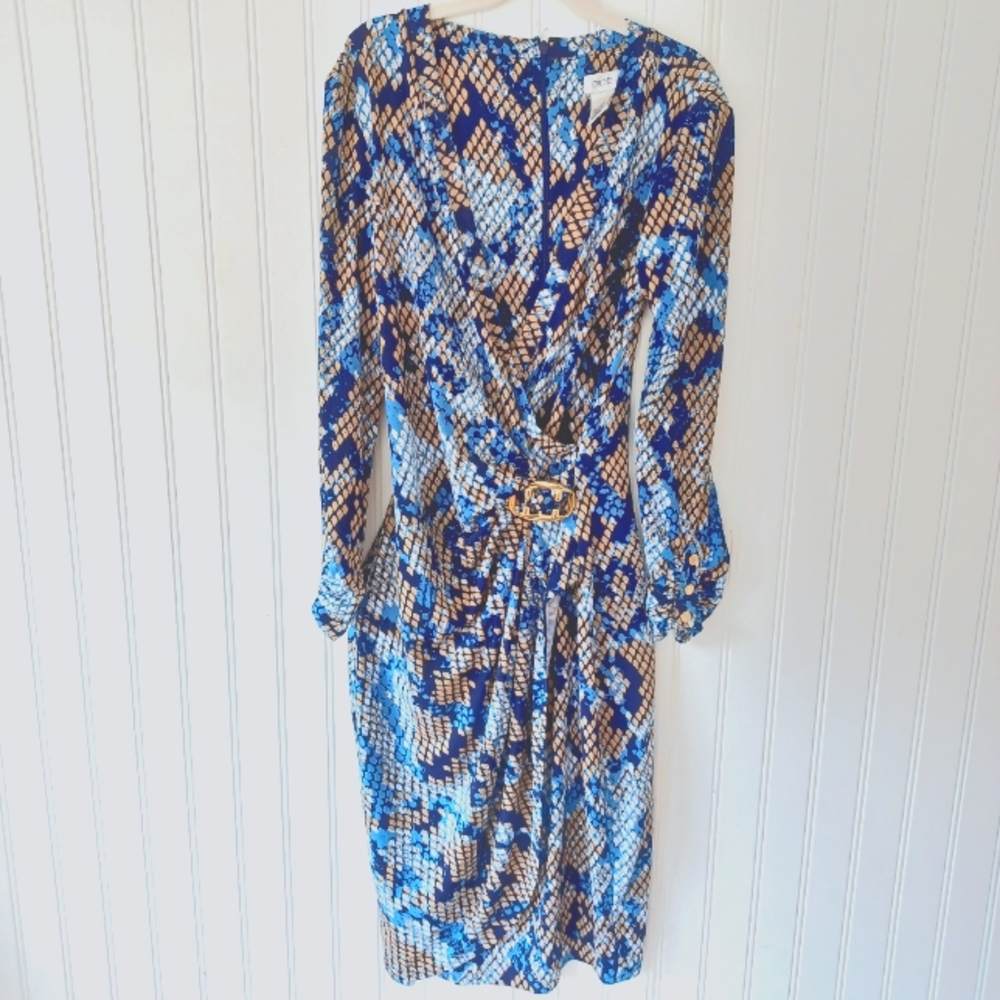 Cache Wrap Stile Matte Jersey Dress Blue Snake print XS EUC